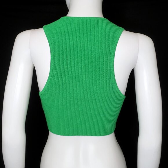 Babaton Aritzia Green Sculpt Ribbed Crop Sleeveless Tank Top Women's Medium - Picture 2 of 4